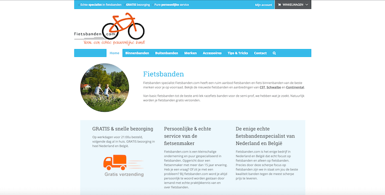 Fietsbanden Website Fietsbanden - ontwerp en bouw door ABCwebsites