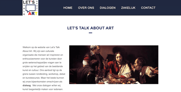 Website Let's Talk About Art - ontwerp en bouw door ABCwebsites