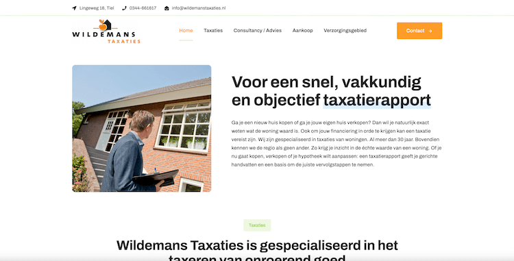 Wildemans-Taxaties Website Wildemans Taxaties - ontwerp en bouw door ABCwebsites